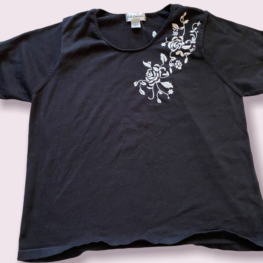 CD Daniels Short Sleeve Black Sweater- Size 1X